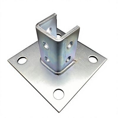 Zinc Plated Spot Welding Unistrut Fittings 12 Holes Post Base Brackets